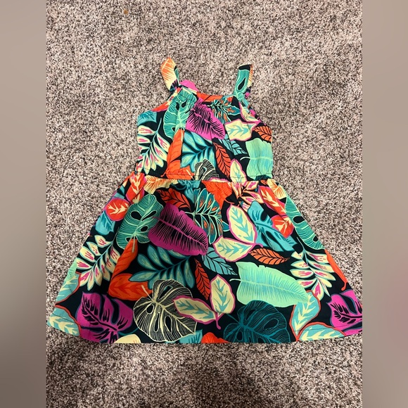 Girl 2T summer Tropical Leaf Print Dress - Picture 3 of 3
